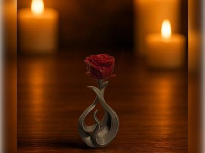 Elegant 3D Rose with a Curving Stand