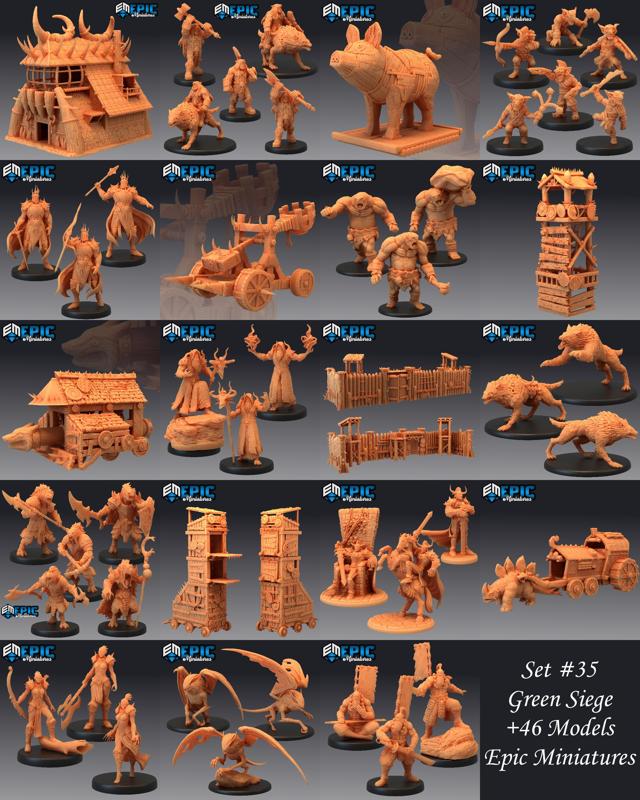 Green Siege Set / Orc & Goblin Army Warfare / Siege Engine Collection / Pre-Supported