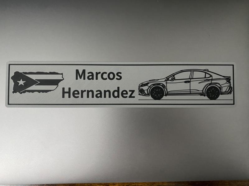 Puerto Rico Flag and 2023 WRX Nameplate