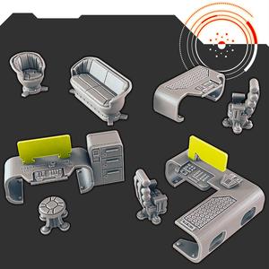 Sci-fi Scenery - Office Furniture [Support-free]