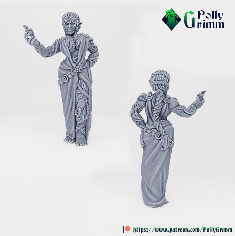 Tabletop fantasy miniature. Nymphs set. Dryad elder