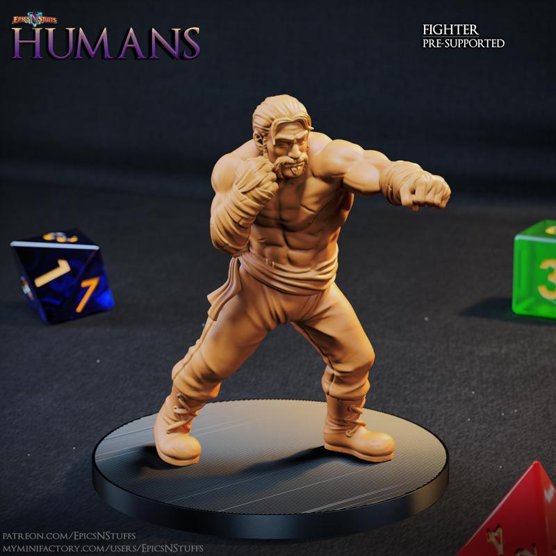 Human Fighter 1A Miniature - Pre-Supported