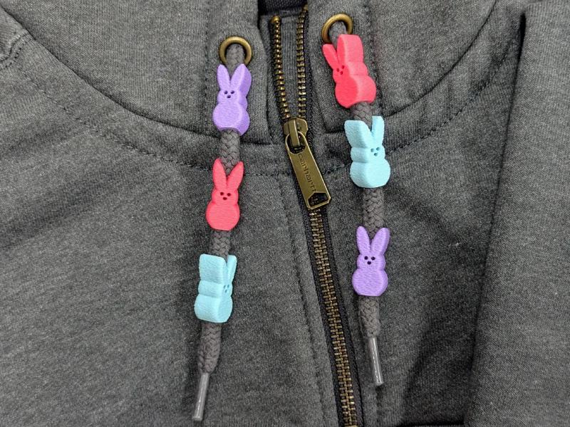 Peep Easter Bunny Hoodie Drawstring Beads   