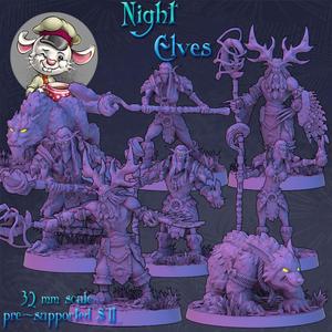 Night Elves druids squad - 32mm scale printable miniature