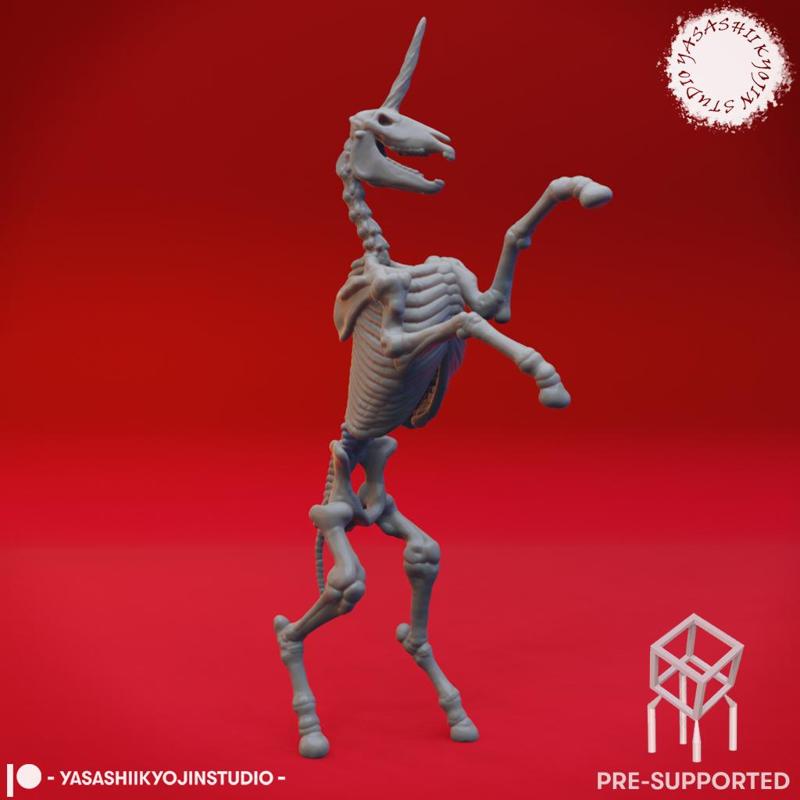 Undead Skeleton Unicorn - Tabletop Miniature (Pre-Supported)