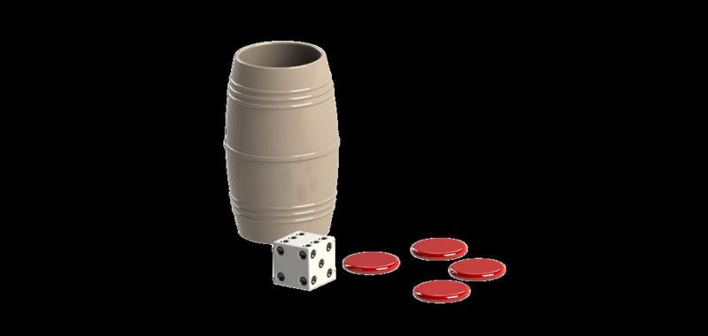 Dado, barrica y fichas para juegos