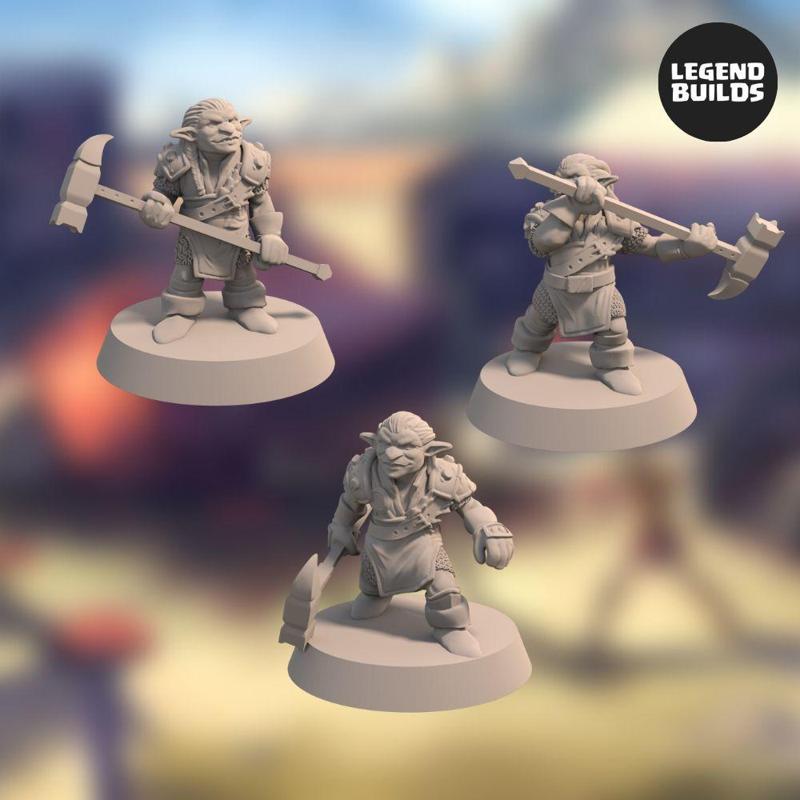Nikta Warriors with Warhammer Bundle (3 miniatures) - 3D printable miniature - STL file