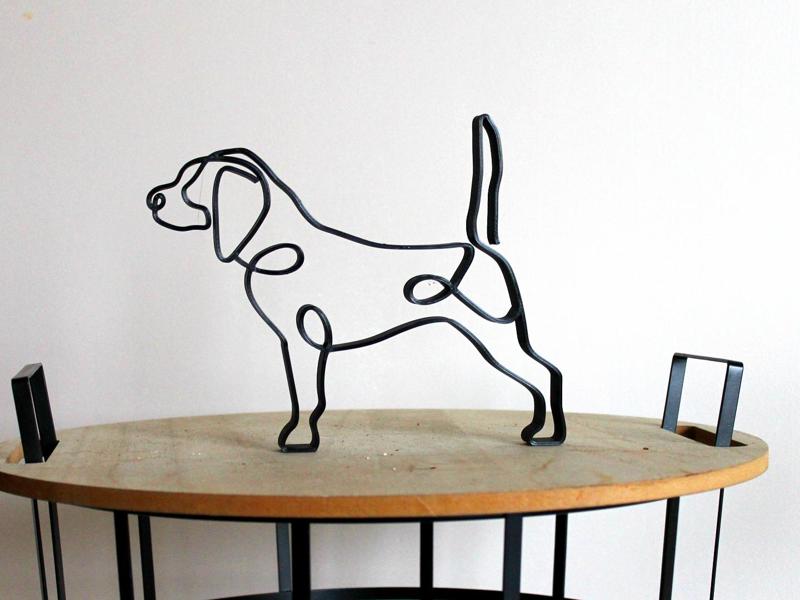 Dog Beagle Linear Art Minimalist Sculpture