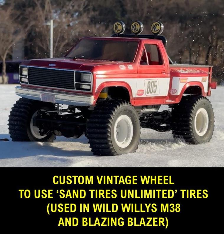 Custom Vintage Look Wheel for Large paddle tires used in Wild Willys M38 or Blazing Blazer