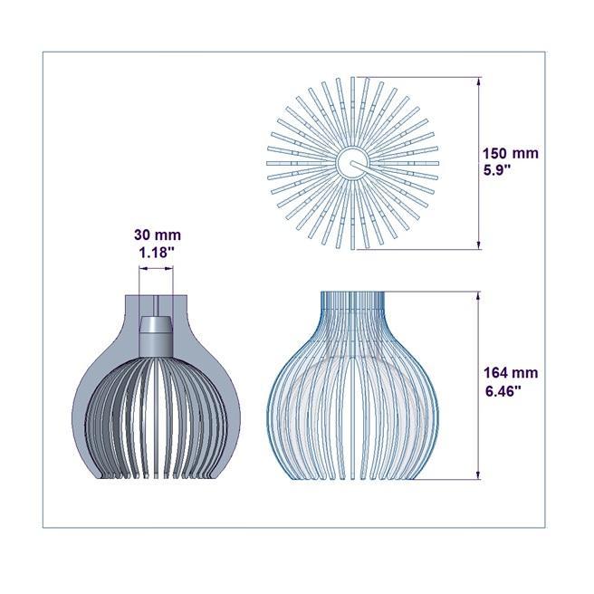 Lamella lamp shade - hanging or standing