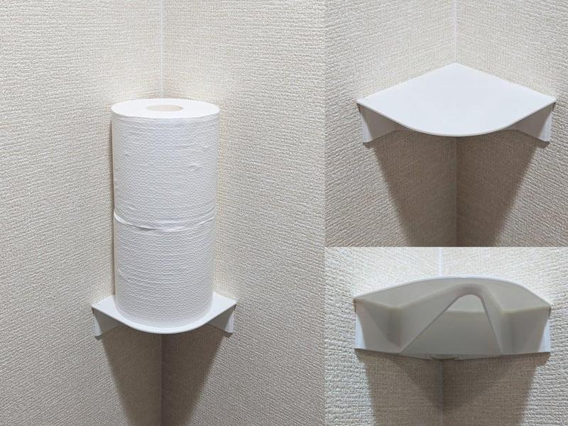 Toilet Paper Shelf for Corner Wall ( fixed with Stapler )