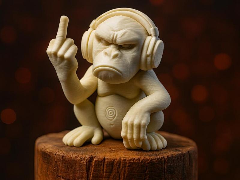 Rebel - Monkey with Attitude Middle Finger & Headphones