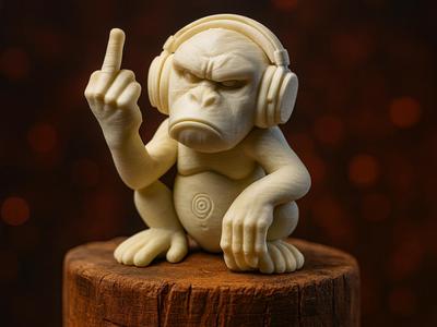 Rebel - Monkey with Attitude Middle Finger & Headphones