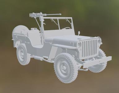 Jeep willys 1/16 with M2 browning feet