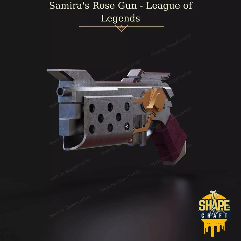 Samira Rose Gun STL File League of Legends Cosplay Prop STL File