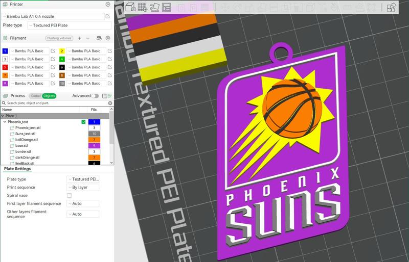 NBA Phoenix Suns keychain Badge Printable and Renderable