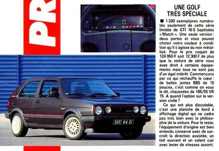 Logo VOLKSWAGEN GOLF II GTI 16s Match