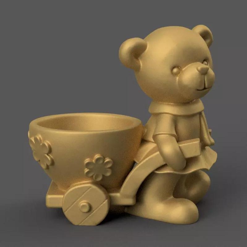 bear planter urn candy container candle holder