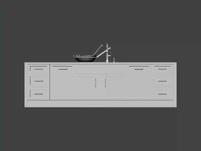 3D Model-KITCHEN0001 kitchen with sink and drawers
