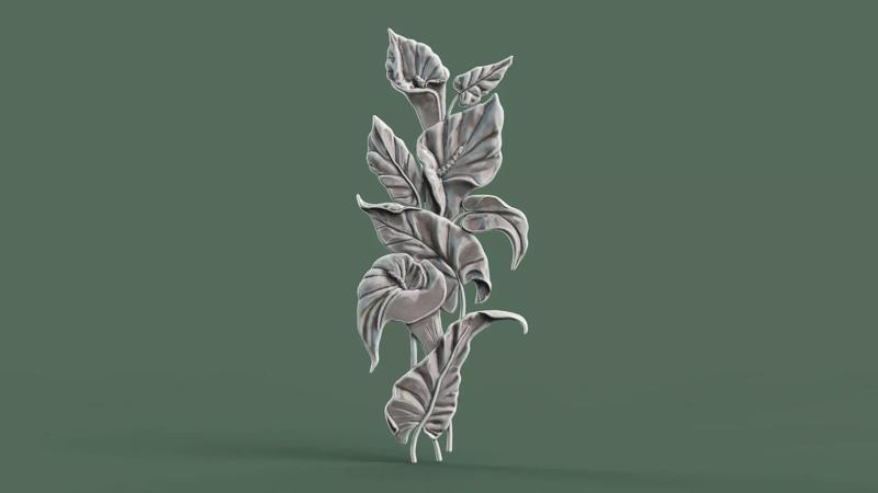 Lily Flowers Bas Relief