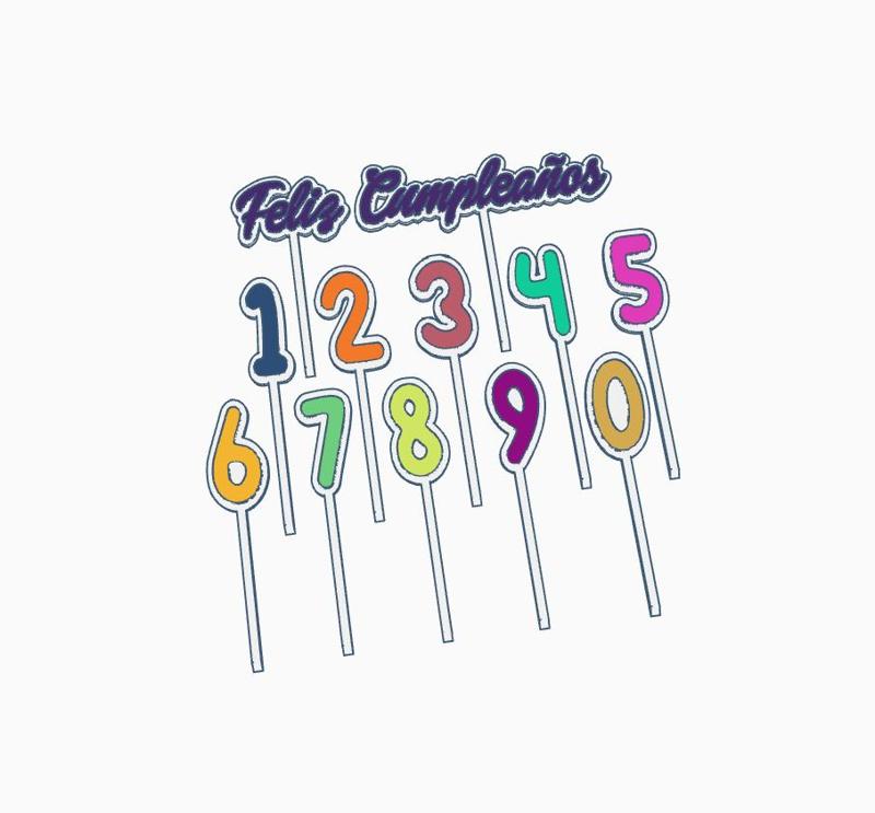 Happy Birthday + Numbers for Cake / x color printing