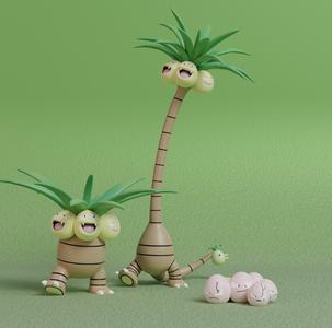 Pokemon - Exeggcute, Exeggutor and Alolan Exeggutor