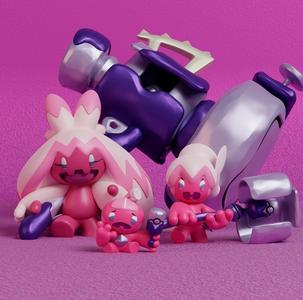 Pokemon - Tinkatink, Tinkatuff and Tinkaton with 2 poses