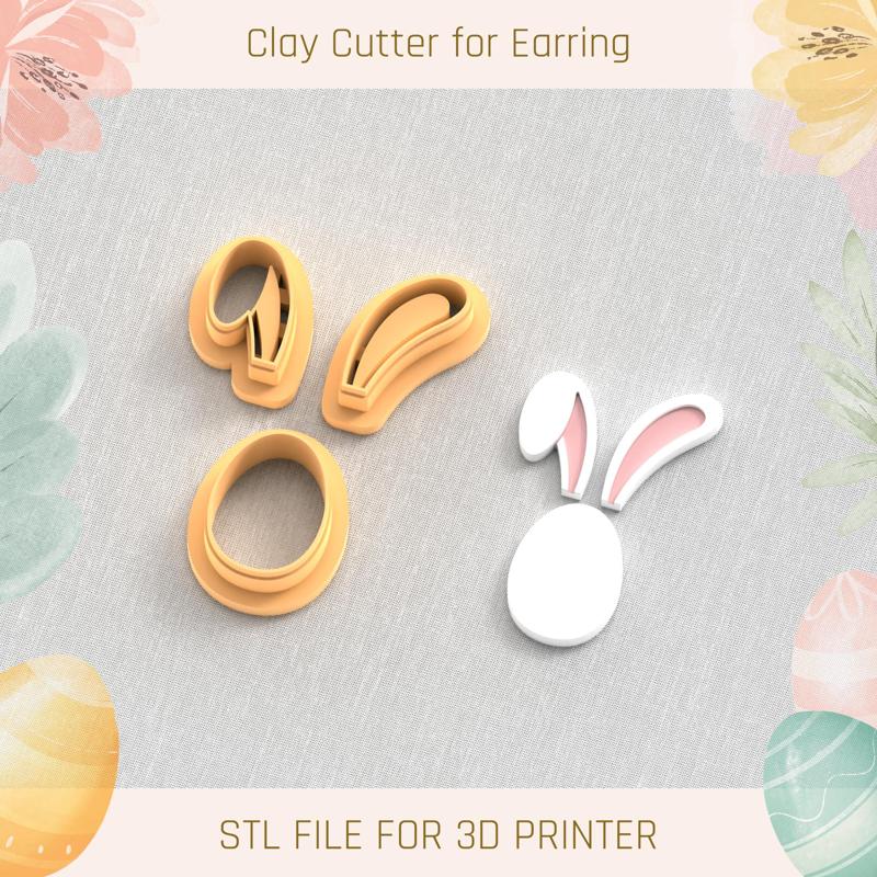 Easter Egg with Bunny Ears EASTER POLYMER CLAY CUTTER