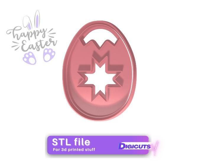 Easter egg with star cookie cutter STL file