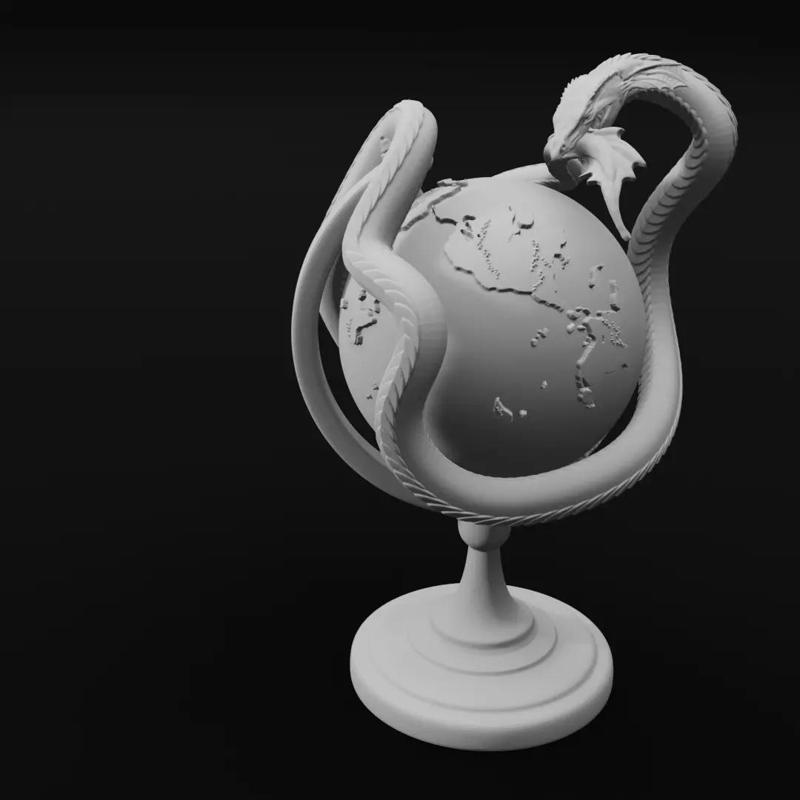 Jormungandr Globe World Serpent Decoration 3D Print Model