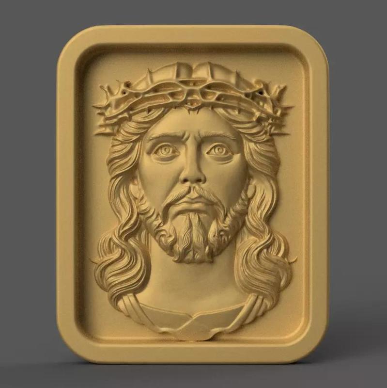 Jesus Christ Crowned Head 3D STL Model for Decoration