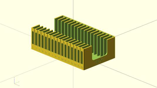 Parametrized badge card organizer / container / box