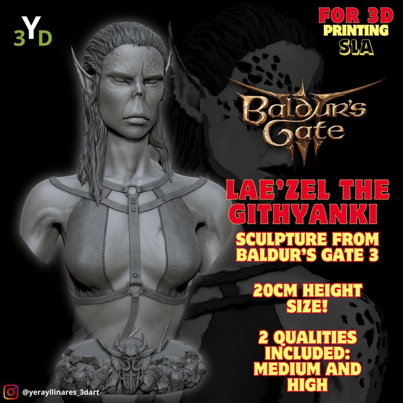 Baldur's Gate 3 Lae'zel Bust - High Definition 3D Printable Model