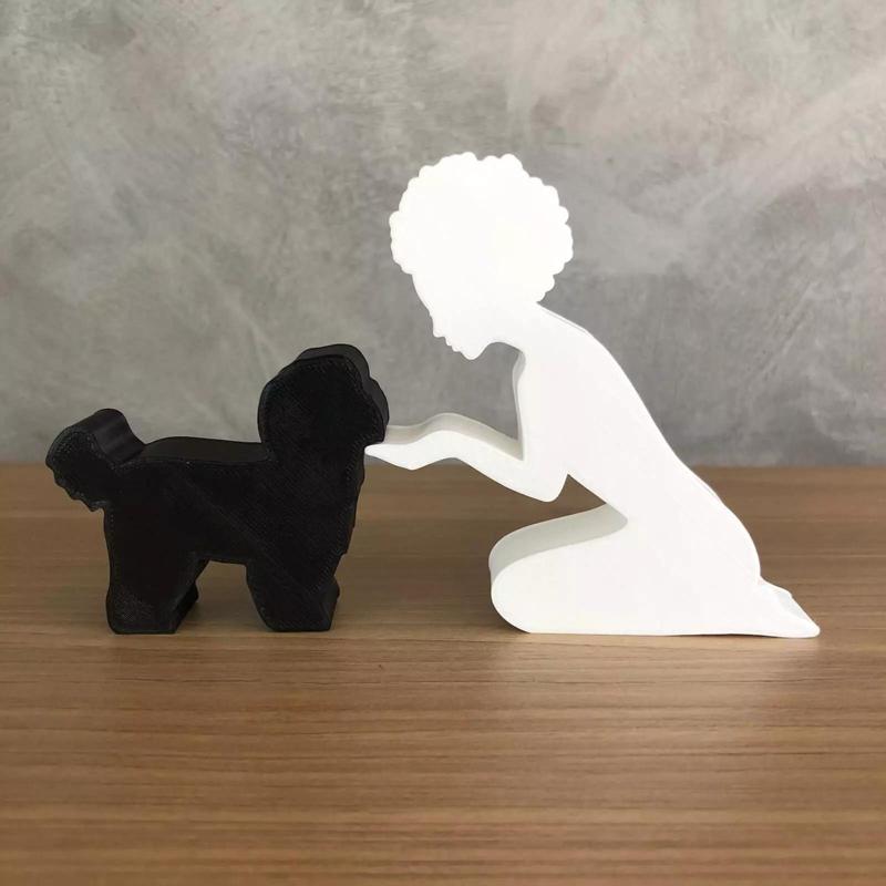 Girl and her Maltese -afro hair- for 3D printer