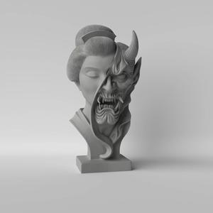Hybrid Bust  Japanese Geisha and Oni