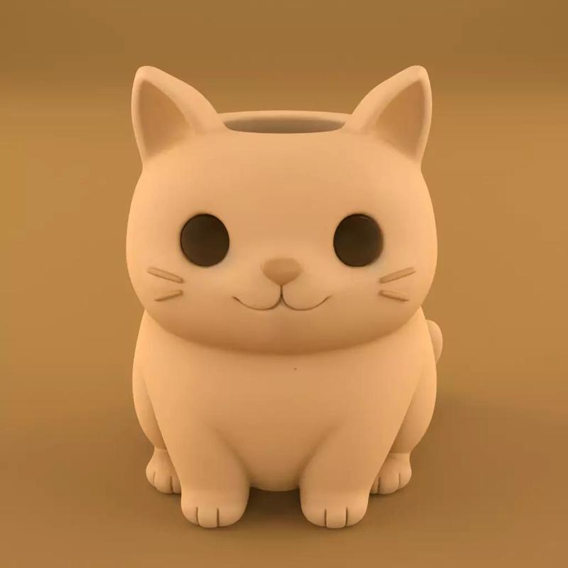 Cute Cat Planter STL