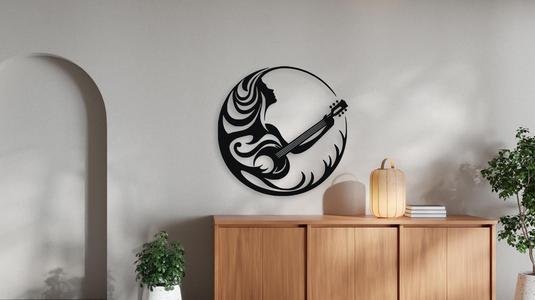 Melody Muse Woman Music Silhouette Wall Art Decor