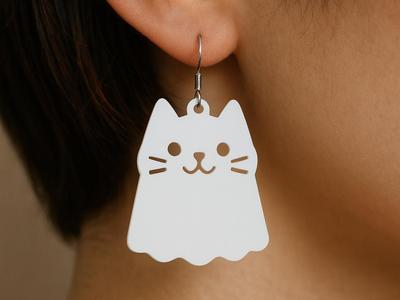 Cat Ghost Earrings (21 minutes/3g)