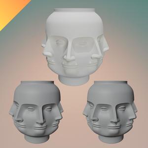 Multi-Faced Vase Sculpture — Modern Art Home Decor Statue for 3D Printing (STL + Textured GLB)