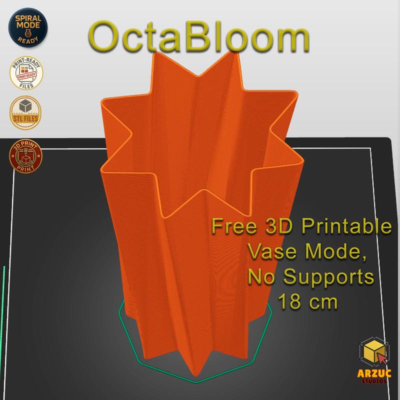 OctaBloom – Free 3D Printable Vase | Vase Mode | 18cm
