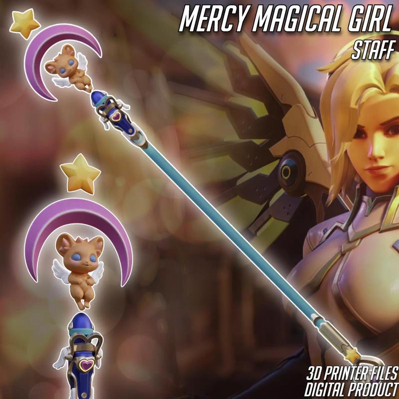 Mercy Magical Girl Cosplay Caduceus Staff Overwatch 2