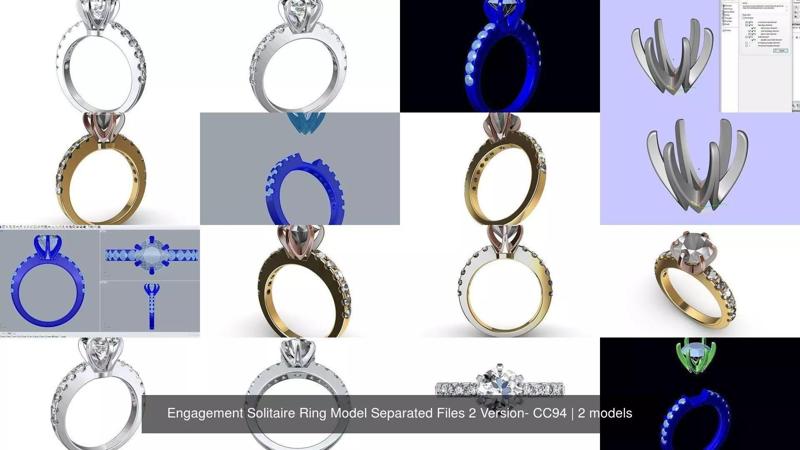 Engagement Solitaire Ring Model Separated Files 2 Version- CC94 3D Model Collection
