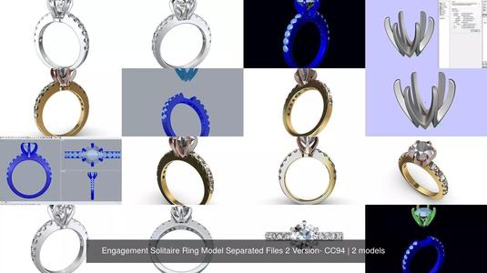 Engagement Solitaire Ring Model Separated Files 2 Version- CC94 3D Model Collection