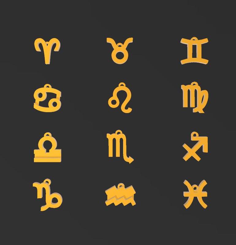 Zodiac signs Keychain Necklace HD2