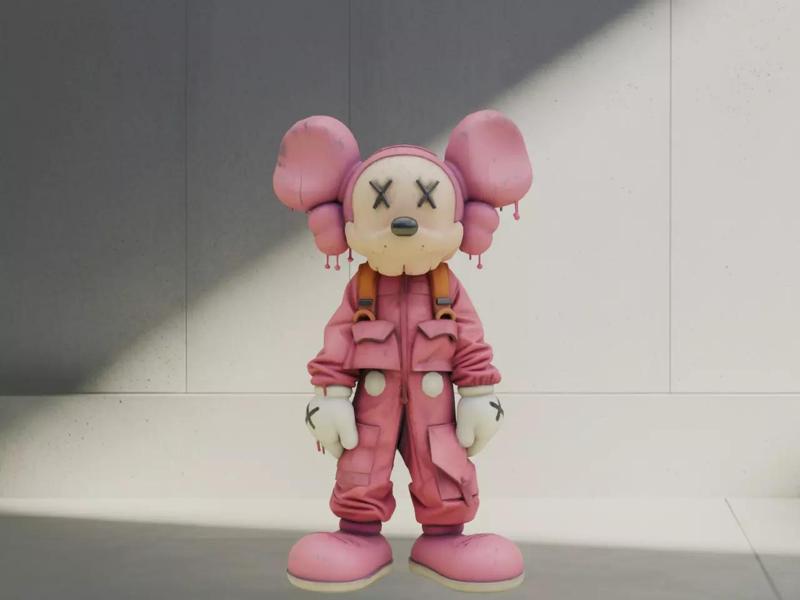 Kaws x Mickey Mouse Pink Drip Fan Art Toy Printable
