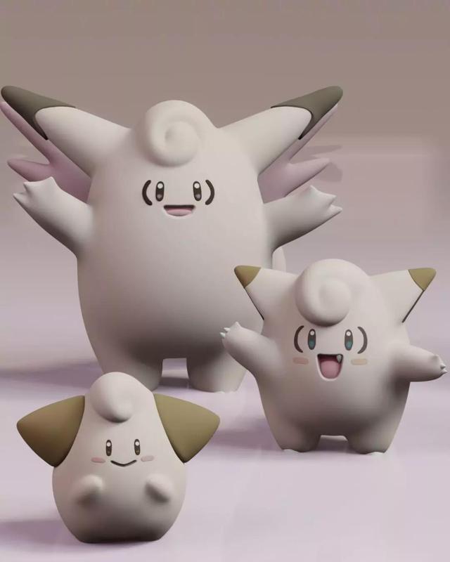Cleffa Clefairy Clefable Pokemon Fanart 2 poses each