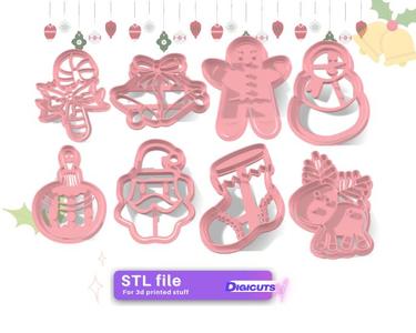 Set of 8 cookie cutters STL files of Christmas (num2)