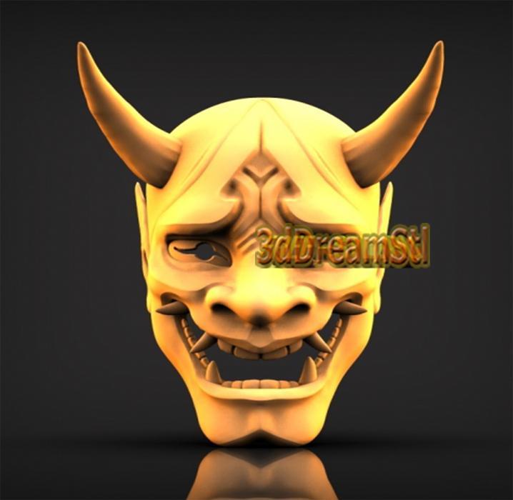 Demon Samurai Mask STL model, CNC router engraver, artcam, aspire, cnc files, wood, art, wall decor, CNC