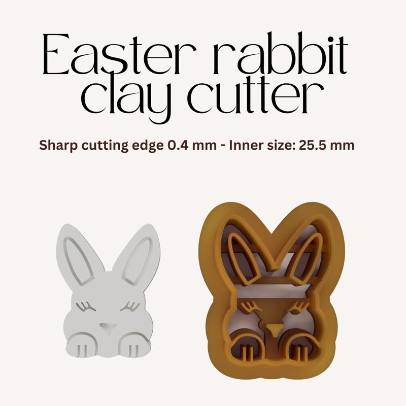 Easter rabbit imprint cutter, easter clay cutter, rabbit polymer clay cutter