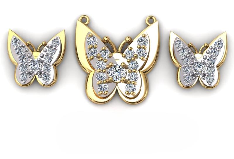 Butterfly pendant and earrings